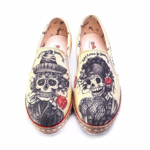 Goby Shoes - Goby Shoes - Day of the Dead Slip on Sneakers